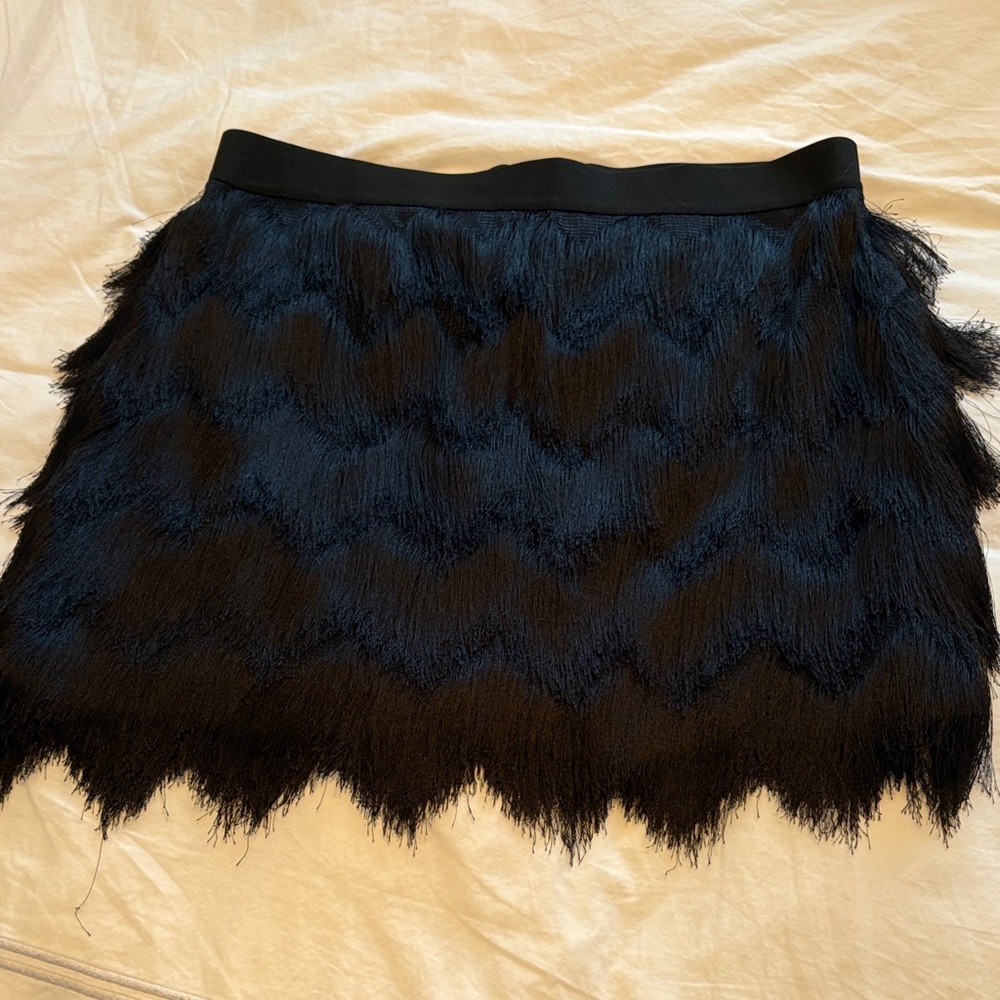 Fringed Black Mini Skirt